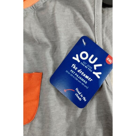 Youly The Dreamer Dog Size XXL Pet Gray and Orange Pocket Pajamas - Picture 4 of 7